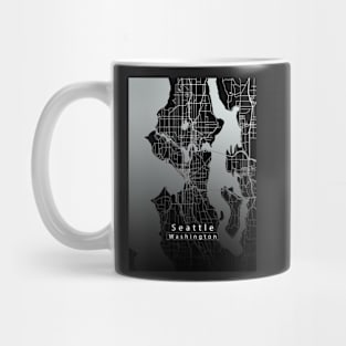 Seattle Washington City Map dark Mug